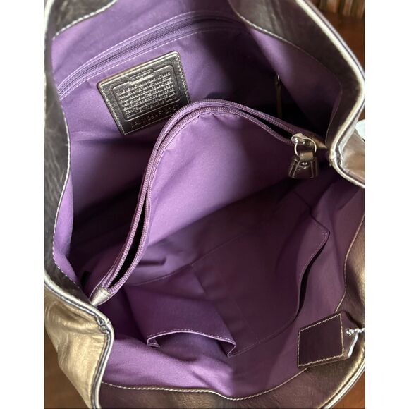 COACH - Lg. Soho East/West Tote Shoulder Bag in Metallic Bronze Leather. F18751 - Picture 8 of 13